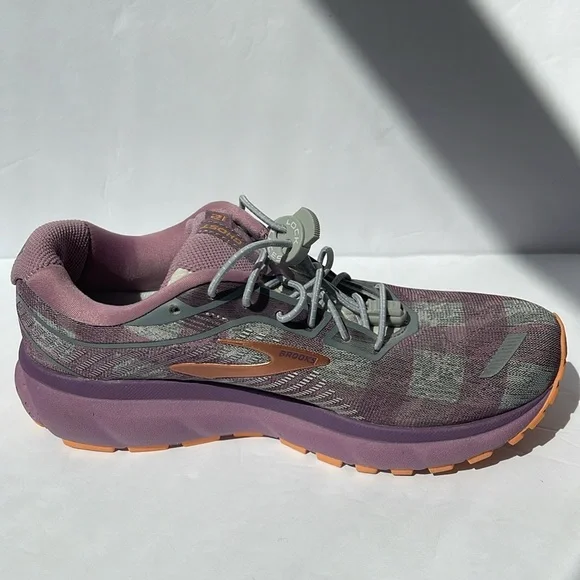 Brooks Women's Ghost 12 Purple Gray Plaid Sneakers 7 - Picture 9 of 11